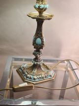lampe style napoléon 3 bronze peint  electricité  neuve h 48