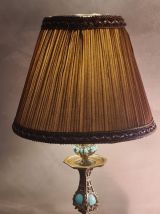 lampe style napoléon 3 bronze peint  electricité  neuve h 48