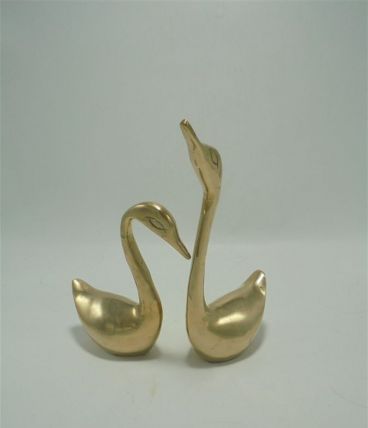 Couple de cygnes en laiton