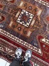Tapis vintage Caucasien Kazak fait main, 1C921