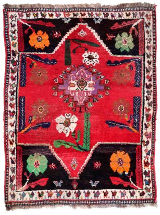 Tapis vintage Persan Gashkai fait main, 1C924
