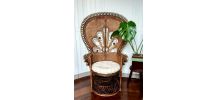 Fauteuil peacock en rotin , vers 1960 