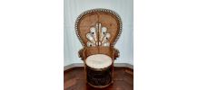 Fauteuil peacock en rotin , vers 1960 
