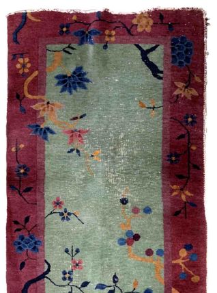 Tapis ancien Chinois Art Deco fait main, 1B943