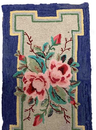 Tapis ancien Américain Hooked fait main, 1B944