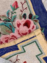 Tapis ancien Américain Hooked fait main, 1B944