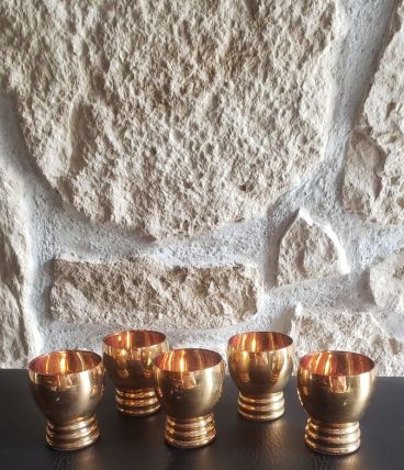 5 verres vintage entièrement dorés très bon état 