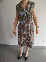 Robe marron bleue rose Vintage