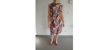 Robe beige motifs violets Vintage