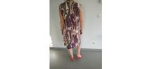 Robe beige motifs violets Vintage