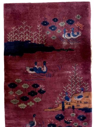 Tapis ancien Chinois Art Deco fait main, 1B946