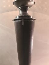 grande  lampe 1970 gainé de cuir  marron en fer brosser 48xh
