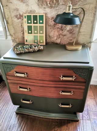 Commode Art Déco Vert et Or