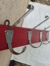 patère 4 crochets  bois  et  metal , vintage