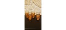 12 petits verres rétro pied étoile en verre rose