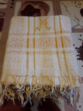 Paire de serviettes à franges monogrammées