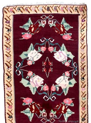 Tapis ancien Roumain Bessarabian fait main, 1B953