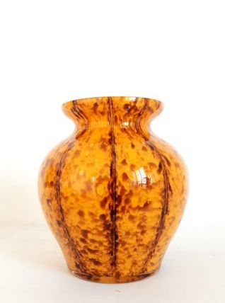 Vase verre soufflé jaune style Murano 