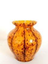 Vase verre soufflé jaune style Murano 