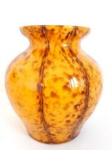 Vase verre soufflé jaune style Murano 