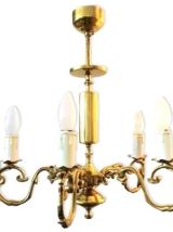 Suspension en laiton 5 feux