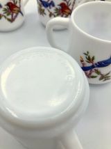 Ensemble vintage de 6 tasses Arcopal décor oiseaux