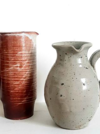 Carafe en grès pyrité vintage 