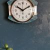 Horloge vintage pendule murale silencieuse Japy bleu argent