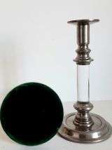 Paire de bougeoirs design plexiglas et métal, 1960