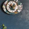 Horloge vintage pendule murale silencieuse ovale "Vert blanc