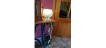 LAMPE D'AMBIANCE BOULE 1960 / 80. OPALINE GIVREE.VINTAGE