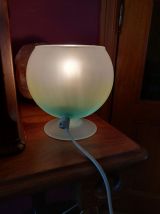 LAMPE D'AMBIANCE BOULE 1960 / 80. OPALINE GIVREE.VINTAGE