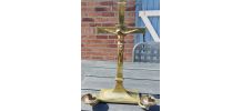 CRUCIFIX EN LAITON, CROIX D'AUTEL,XIXEME? VINTAGE 