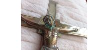 CRUCIFIX EN LAITON, CROIX D'AUTEL,XIXEME? VINTAGE 