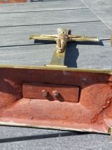 CRUCIFIX EN LAITON, CROIX D'AUTEL,XIXEME? VINTAGE 