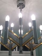 Grand Lustre Chandelier 70’s Space Age par Gaetano Sciolari 