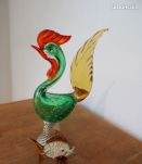 Statuette coq en verre années 80