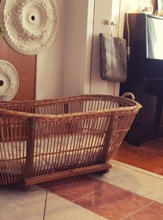 Grand Couffin vintage, rotin et osier