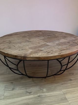 Table basse bois massif et métal 