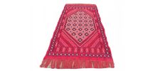  Kilim Margoum Tunsien Tapis en laine rouge tissé à la 