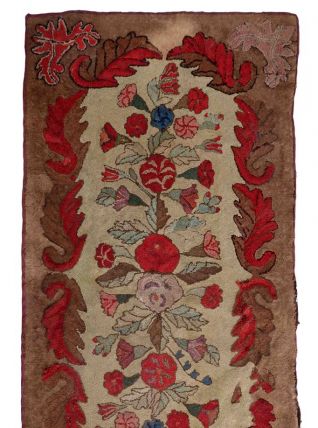 Tapis ancien Américain Hooked fait main, 1C976