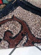 Tapis ancien Américain Hooked fait main, 1C977