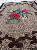 Tapis ancien Américain Hooked fait main, 1C977