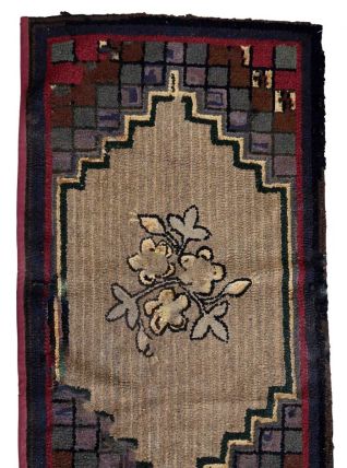 Tapis ancien Américain Hooked fait main, 1C978