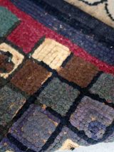 Tapis ancien Américain Hooked fait main, 1C978