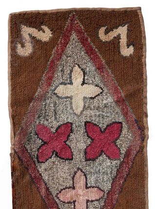 Tapis ancien Américain Hooked fait main, 1C979