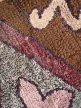 Tapis ancien Américain Hooked fait main, 1C979