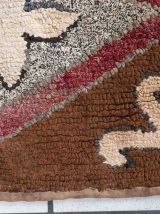 Tapis ancien Américain Hooked fait main, 1C979
