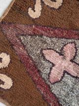 Tapis ancien Américain Hooked fait main, 1C979