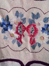 Tapis ancien Américain Hooked fait main, 1C980